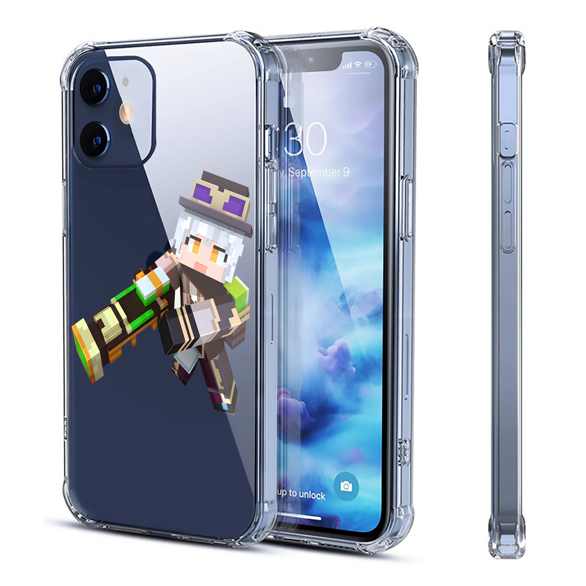 （画像用） マインクラフト ブロックの世界 Minecraft MC Block world 【iPhone 12シリーズ対応】透明スマホケース（クリアソフトケース）